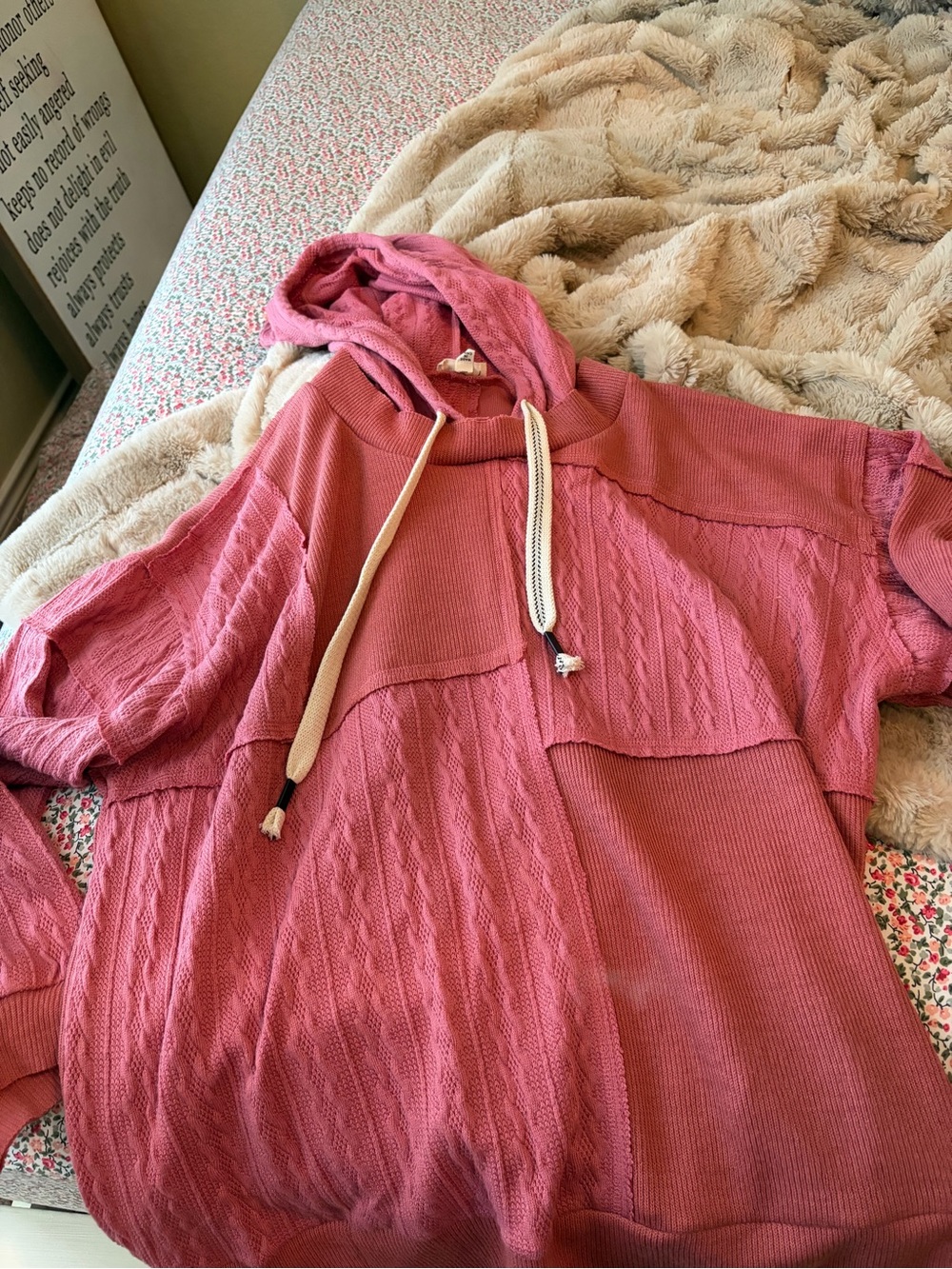 POL Pink Knit Hooded Sweater